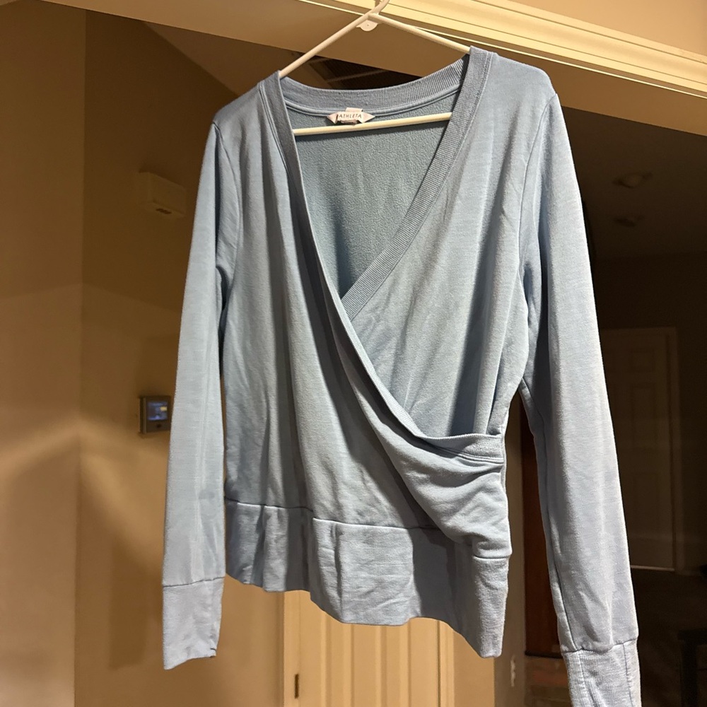 Athleta Soft Blue Wrap Blouse